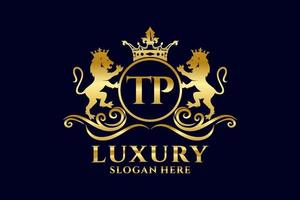 Initial TP Letter Lion Royal Luxury Logo template in vector art for luxurious branding projects and other vector illustration.