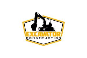 Excavator logo template vector. Heavy equipment logo vector for construction company. Creative excavator illustration for logo template.