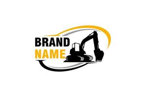 Excavator logo template vector. Heavy equipment logo vector for construction company. Creative excavator illustration for logo template.