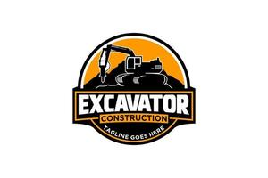 Excavator logo template vector. Heavy equipment logo vector for construction company. Creative excavator illustration for logo template.