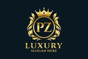 Initial PZ Letter Royal Luxury Logo template in vector art for luxurious branding projects and other vector illustration.