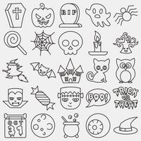 conjunto de iconos elementos de halloween.icono en estilo de línea. adecuado para impresiones, afiches, volantes, decoración de fiestas, tarjetas de felicitación, etc. vector