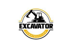 Excavator logo template vector. Heavy equipment logo vector for construction company. Creative excavator illustration for logo template.