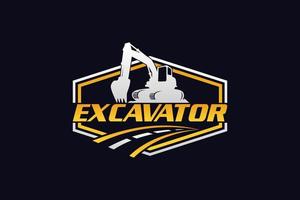 Excavator logo template vector. Heavy equipment logo vector for construction company. Creative excavator illustration for logo template.