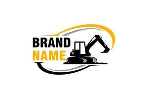 Excavator logo template vector. Heavy equipment logo vector for construction company. Creative excavator illustration for logo template.