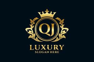 Initial QJ Letter Royal Luxury Logo template in vector art for luxurious branding projects and other vector illustration.