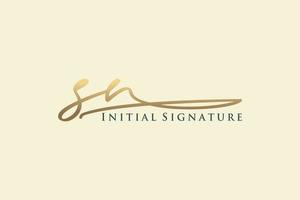 Initial SN Letter Signature Logo Template elegant design logo. Hand drawn Calligraphy lettering Vector illustration.