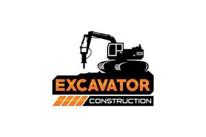 vector de plantilla de logotipo de excavadora. vector de logotipo de equipo pesado para empresa de construcción. ilustración creativa de excavadora para plantilla de logotipo.