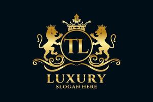 Initial TL Letter Lion Royal Luxury Logo template in vector art for luxurious branding projects and other vector illustration.