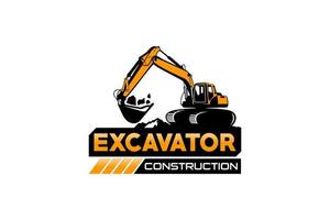 Excavator logo template vector. Heavy equipment logo vector for construction company. Creative excavator illustration for logo template.