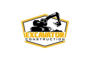 Excavator logo template vector. Heavy equipment logo vector for construction company. Creative excavator illustration for logo template.