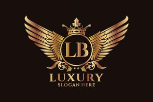 Luxury royal wing Letter LB crest Gold color Logo vector, Victory logo, crest logo, wing logo, vector logo template.