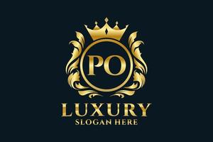 Initial PO Letter Royal Luxury Logo template in vector art for luxurious branding projects and other vector illustration.