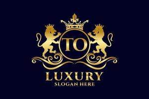 Initial TO Letter Lion Royal Luxury Logo template in vector art for luxurious branding projects and other vector illustration.