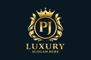 Initial PJ Letter Royal Luxury Logo template in vector art for luxurious branding projects and other vector illustration.