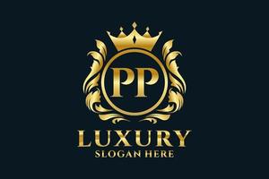 Initial PP Letter Royal Luxury Logo template in vector art for luxurious branding projects and other vector illustration.