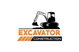 Excavator logo template vector. Heavy equipment logo vector for construction company. Creative excavator illustration for logo template.