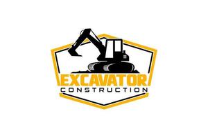 Excavator logo template vector. Heavy equipment logo vector for construction company. Creative excavator illustration for logo template.