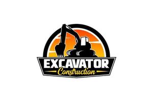 Excavator logo template vector. Heavy equipment logo vector for construction company. Creative excavator illustration for logo template.