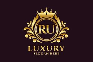 Initial RU Letter Royal Luxury Logo template in vector art for luxurious branding projects and other vector illustration.