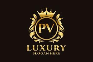 Initial PV Letter Royal Luxury Logo template in vector art for luxurious branding projects and other vector illustration.