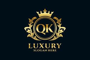 Initial QK Letter Royal Luxury Logo template in vector art for luxurious branding projects and other vector illustration.