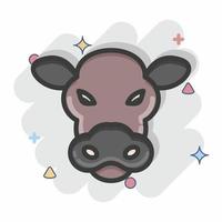 Icon Cow. related to Animal Head symbol. Comic Style. simple design editable. simple illustration. cute. education vector