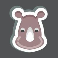 Sticker Rhino. related to Animal Head symbol. simple design editable. simple illustration. cute. education vector