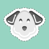 perro de corte de línea de pegatina. relacionado con el símbolo de la cabeza de un animal. diseño simple editable. ilustración sencilla. lindo. educación vector