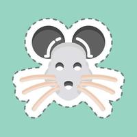 Sticker line cut Rat. related to Animal Head symbol. simple design editable. simple illustration. cute. education vector