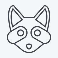 Icon Racoon. related to Animal Head symbol. line style. simple design editable. simple illustration. cute. education vector