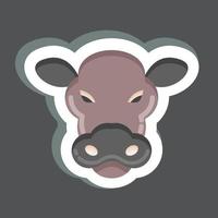 Sticker Cow. related to Animal Head symbol. simple design editable. simple illustration. cute. education vector