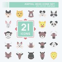 Icon Set Animal Head. related to Animal Head symbol. flat style. simple design editable. simple illustration. cute. education vector