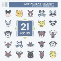 Icon Set Animal Head. related to Animal Head symbol. doodle style. simple design editable. simple illustration. cute. education vector