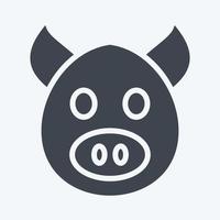 Icon Pig. related to Animal Head symbol. glyph style. simple design editable. simple illustration. cute. education vector