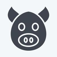 Icon Pig. related to Animal Head symbol. glyph style. simple design editable. simple illustration. cute. education vector