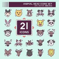 Icon Set Animal Head. related to Animal Head symbol. MBE style. simple design editable. simple illustration. cute. education vector