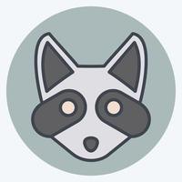 Icon Racoon. related to Animal Head symbol. color mate style. simple design editable. simple illustration. cute. education vector