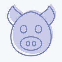 Icon Pig. related to Animal Head symbol. two tone style. simple design editable. simple illustration. cute. education vector