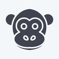 Icon Monkey. related to Animal Head symbol. glyph style. simple design editable. simple illustration. cute. education vector