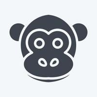 Icon Monkey. related to Animal Head symbol. glyph style. simple design editable. simple illustration. cute. education vector