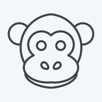 Icon Monkey. related to Animal Head symbol. line style. simple design editable. simple illustration. cute. education vector