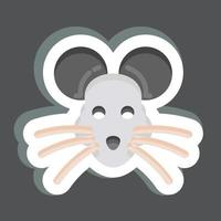 Sticker Rat. related to Animal Head symbol. simple design editable. simple illustration. cute. education vector