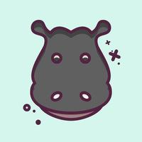 Icon Hippopotamus. related to Animal Head symbol. MBE style. simple design editable. simple illustration. cute. education vector