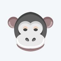 Icon Monkey. related to Animal Head symbol. flat style. simple design editable. simple illustration. cute. education vector