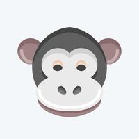 Icon Monkey. related to Animal Head symbol. flat style. simple design editable. simple illustration. cute. education vector