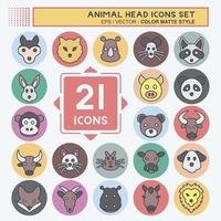 Icon Set Animal Head. related to Animal Head symbol. color mate style. simple design editable. simple illustration. cute. education vector