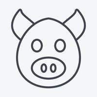 Icon Pig. related to Animal Head symbol. line style. simple design editable. simple illustration. cute. education vector