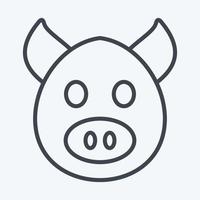 Icon Pig. related to Animal Head symbol. line style. simple design editable. simple illustration. cute. education vector