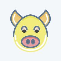 Icon Pig. related to Animal Head symbol. doodle style. simple design editable. simple illustration. cute. education vector